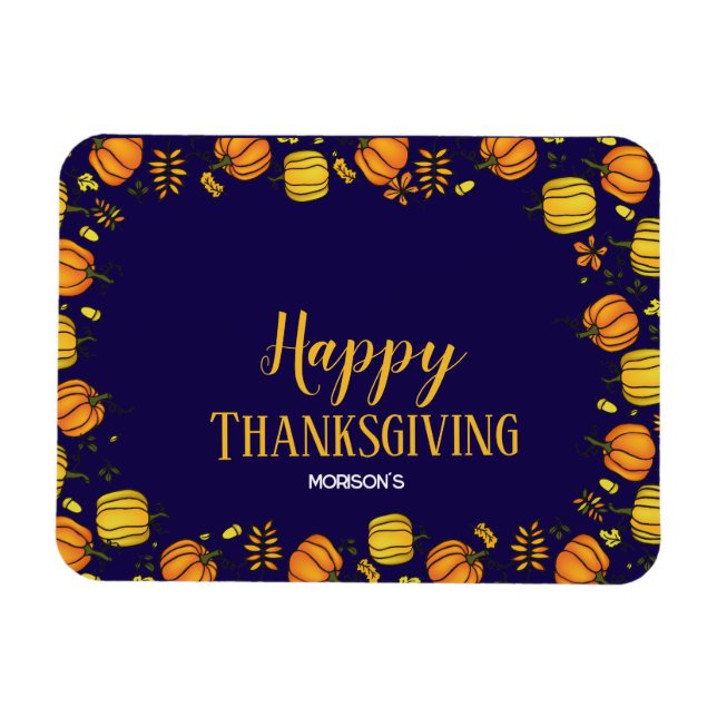Magnet Flexible Mignons citrouilles d'automne bordure Joyeux Thank (Horizontal)