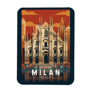 Magnet Flexible Milan Italie Duomo di Milano Travel Art Vintage