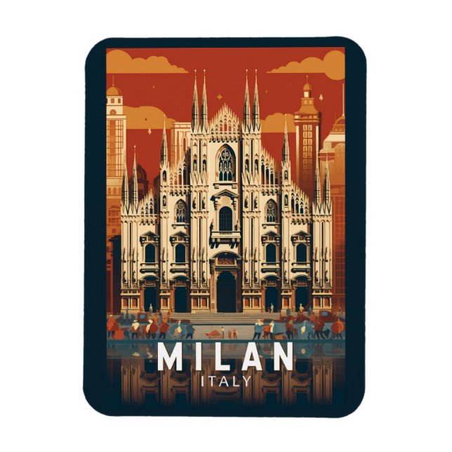 Magnet Flexible Milan Italie Duomo di Milano Travel Art Vintage (Vertical)