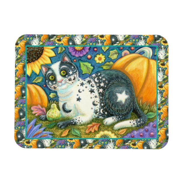 MAGNET FLEXIBLE MILKYWAY, UN CHAT MYSTIQUE HALLOWEEN, LUNE & ÉTOIL (Horizontal)