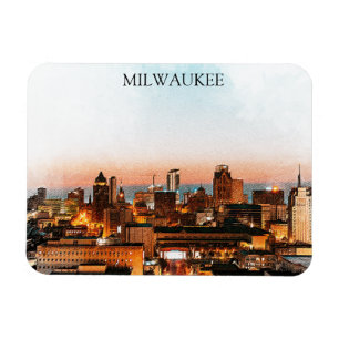 Magnet Flexible Milwaukee Wisconsin Skyline By Night Arwork