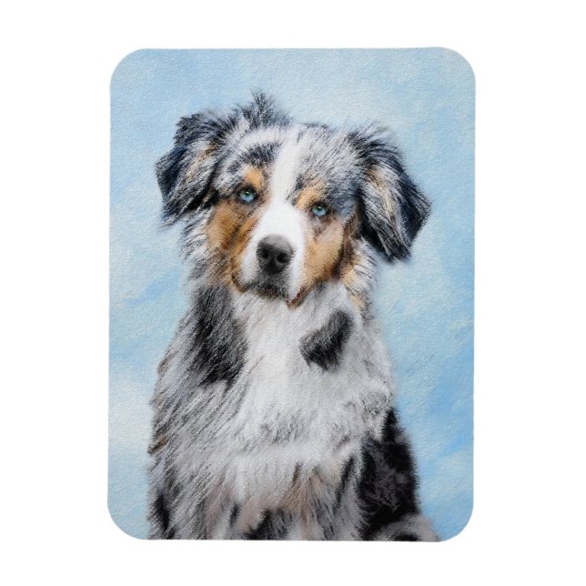 Magnet Flexible Miniature American Shepherd Painting - Dog Art (Vertical)