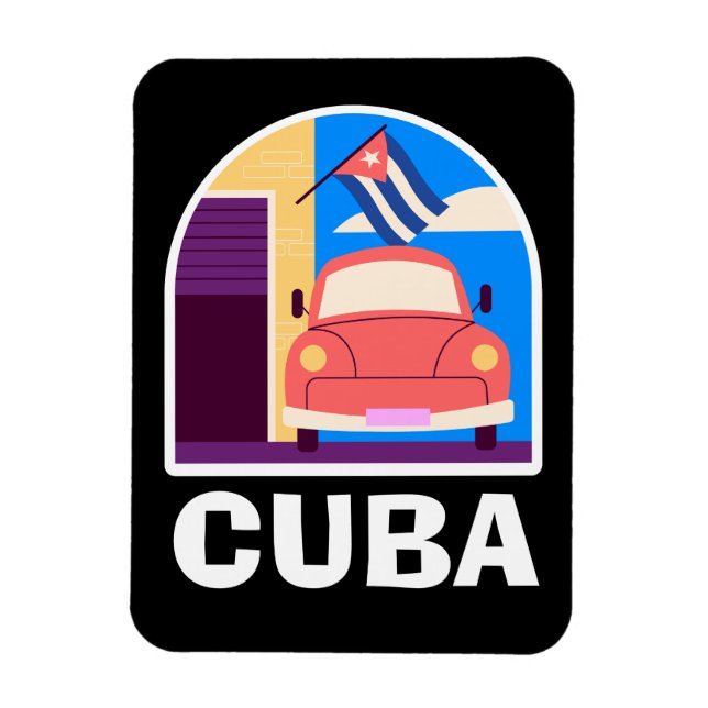 Magnet Flexible Minimal Cuba Island Voyage Vintage Rétro (Vertical)