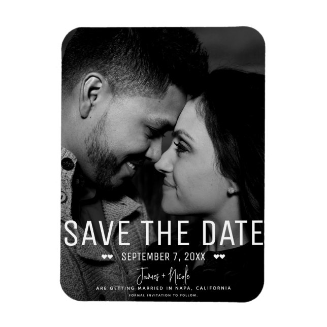 Magnet Flexible Minimal moderne Enregistrer la date Mariage photo (Vertical)
