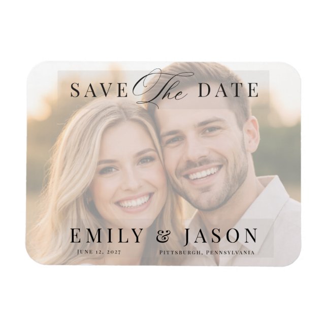 Magnet Flexible Minimalist Elegant Script Save the Date Card (Horizontal)