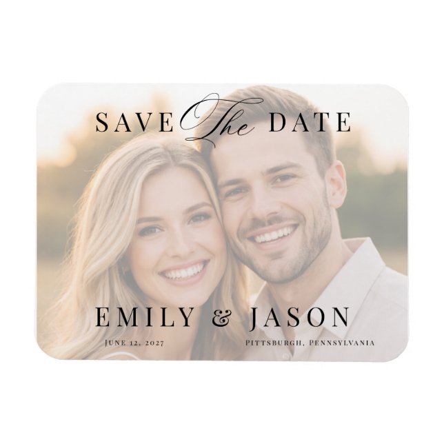 Magnet Flexible Minimalist Elegant Script Save the Date Card (Horizontal)