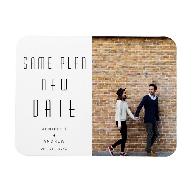 Magnet Flexible Minimalist modern Photo new wedding date (Horizontal)