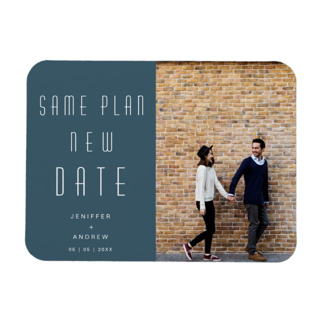 Magnet Flexible Minimalist modern Photo new wedding date (Horizontal)