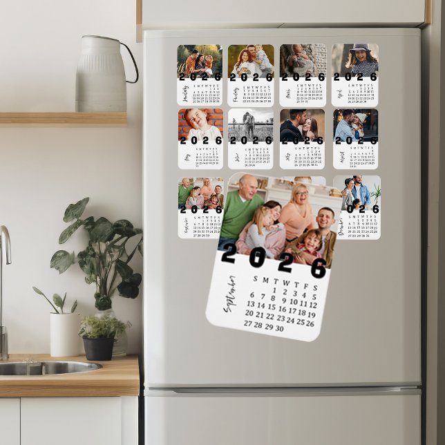 Magnet Flexible Minimaliste moderne Septembre 2026 Calendrier phot (Modern Minimalist September 2026 Photo Calendar Magnet)