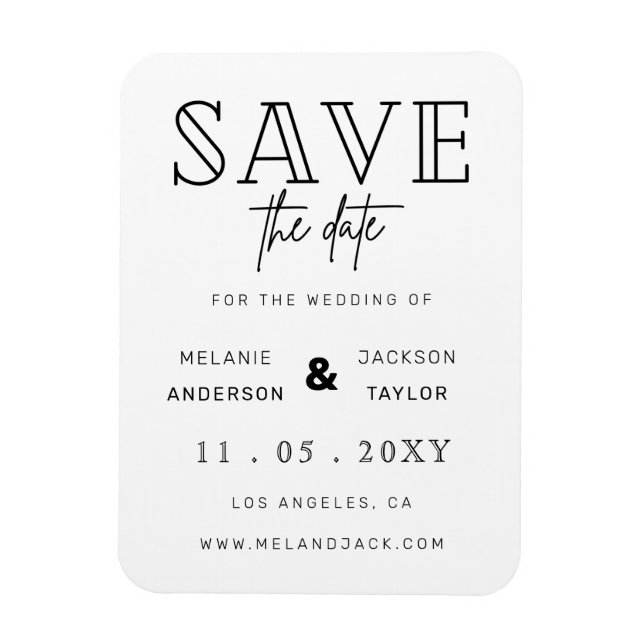 Magnet Flexible Minimaliste stylish manuscrit Enregistrer la date (Vertical)