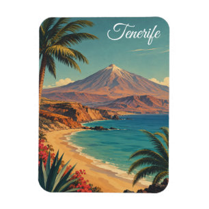 Magnet Flexible Minimaliste Tenerife Mont Teide Voyage Rétro