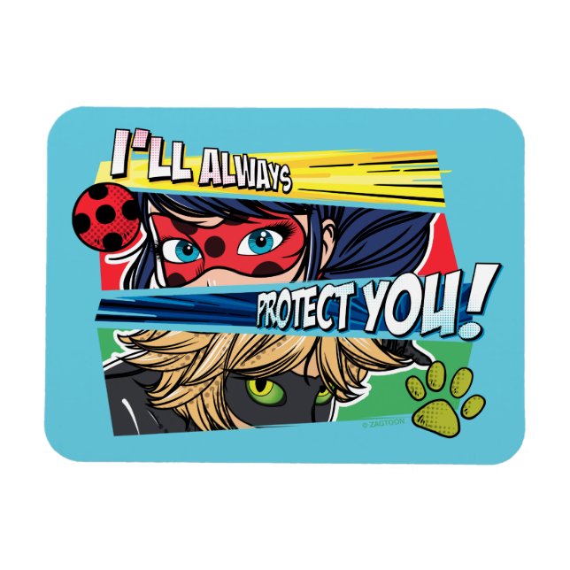 Magnet Flexible Miraculous Ladybug & Cat Noir toujours vous protég (Horizontal)
