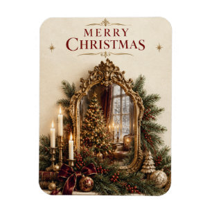 Magnet Flexible Miroir Antique Élégant Noël, Européen Vintage
