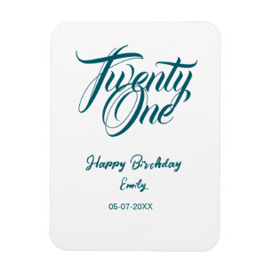 Magnet Flexible modèle bleu pour 21e anniversaire ajouter nom date