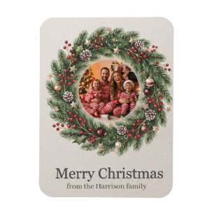 Magnet Flexible Modèle de photo de couronne de Noël avec texte per
