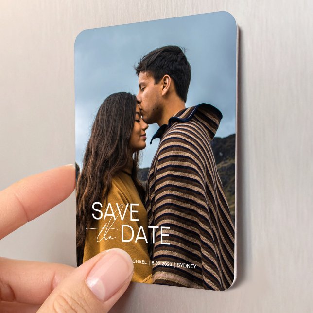 Magnet Flexible Modèle moderne d'invitation de mariage avec faire- (Modern Save the Dates Wedding Invitation Template Magnet)