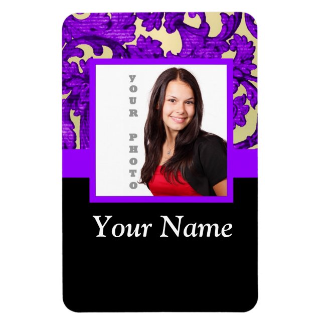 Magnet Flexible Modèle photo damassé fleuri violet (Vertical)