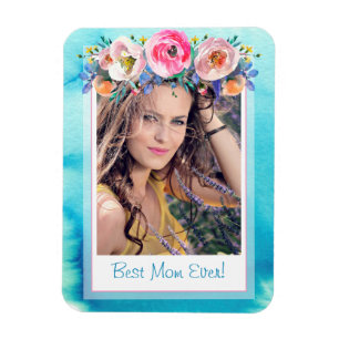 Magnet Flexible Modèle photo Floral Meilleure maman jamais