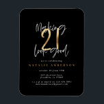 Magnet Flexible Modern 21st birthday typography black and gold<br><div class="desc">Modern 21st birthday typography black and gold effect birthday invitation. Modern script text stylish elegant design. Part of a collection.</div>