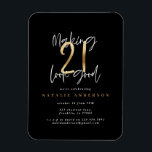 Magnet Flexible Modern 21st birthday typography black and gold<br><div class="desc">Modern 21st birthday typography black and gold effect birthday invitation. Modern script text stylish elegant design. Part of a collection.</div>
