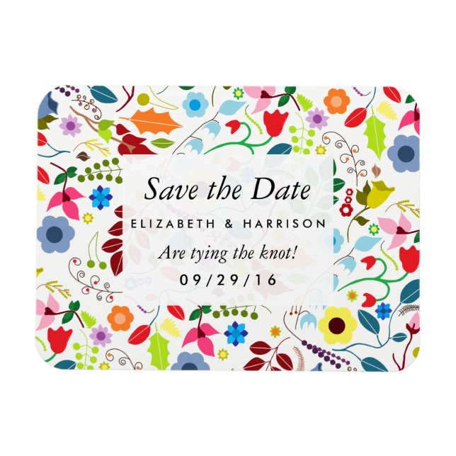 Magnet Flexible Modern Boho Chic Floral Wedding Save The Date (Horizontal)
