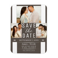 Modern Dark Taupe Enregistrer la date 3 Mariage ph