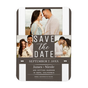 Magnet Flexible Modern Dark Taupe Enregistrer la date 3 Mariage ph
