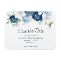 Modern Dusty Blue Floral Wedding Save the Date