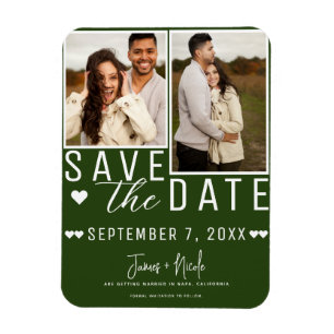 Magnet Flexible Modern Emerald Green Enregistrer la date 2 Mariage