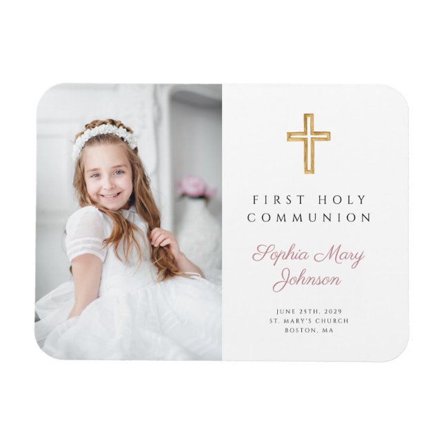 Magnet Flexible Modern Girl First Communion Photo Picture (Horizontal)