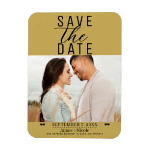 Magnet Flexible Modern Gold Enregistrer la date Mariage photo