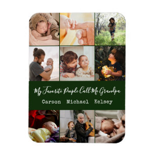Magnet Flexible Modern Green 9 Photo Collage pour grand-père