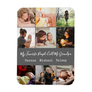 Magnet Flexible Modern Grey 9 Photo Collage pour grand-père