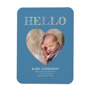 Magnet Flexible Modern Minimalist Baby Photo Birth Announcement