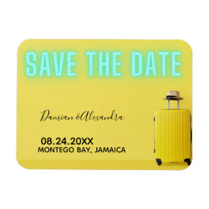 Magnet Flexible Modern Minimalist Yellow Neon Save the Date  