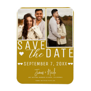 Magnet Flexible Modern Mustard Gold Enregistrer la date 2 Mariage 