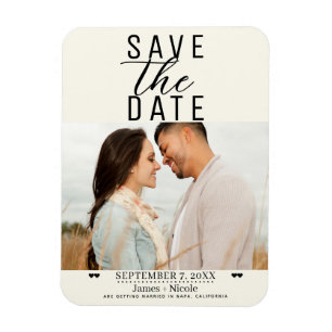 Magnet Flexible Modern Off White Enregistrer la date Photo Mariage