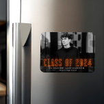 Magnet Flexible Modern Orange Neon Class of 2023 Photo Graduation<br><div class="desc">Announce your grad's special achievement with our neon graduation magnets. The modern graduation magnet displays the graduate's horizontal photo with "Class of 2023" in orange neon lettering. Personalize the photo graduation magnet by adding the graduate's name and school name. The graduation photo magnet is perfect for both high school and...</div>