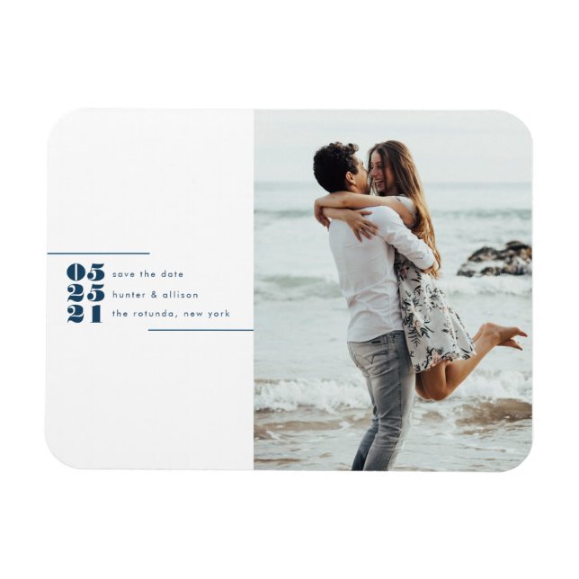 Magnet Flexible Modern Photo Save the Date Post Card (Horizontal)