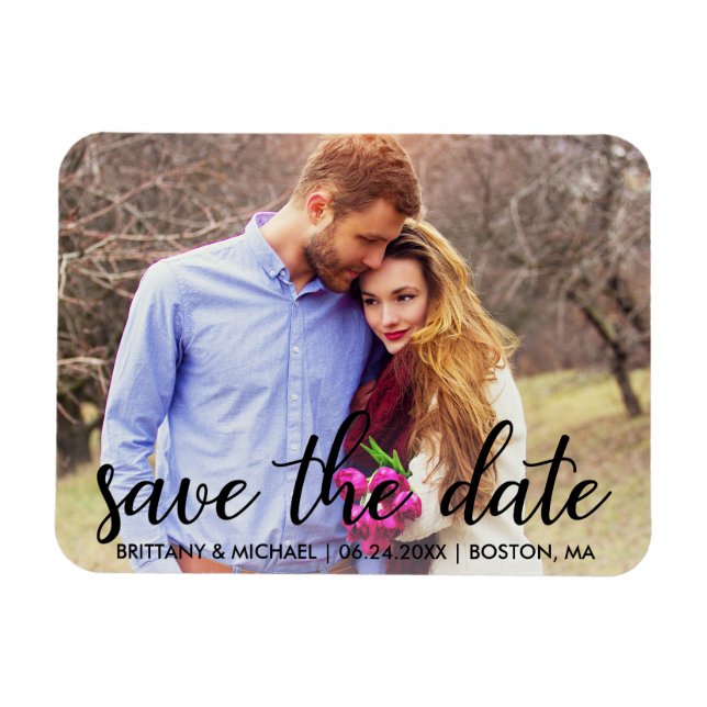 Magnet Flexible Modern Save the Date Photo Fiançailles (Horizontal)