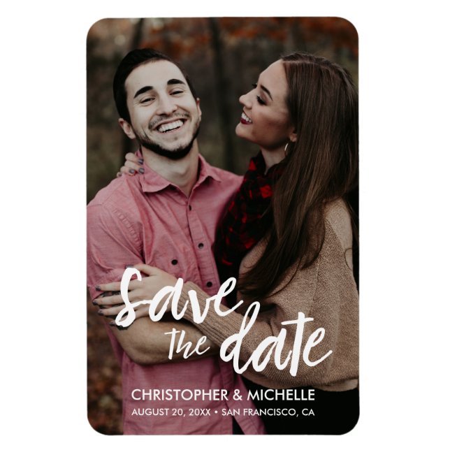 Magnet Flexible Modern Save the Date Script Photo personnalisée (Vertical)