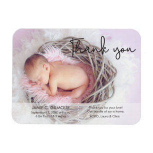 Magnet Flexible Modern Thank You Baby Arrival Announcement