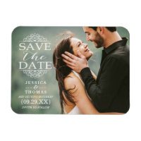 Modern White Swirls | Custom Photo Save The Date
