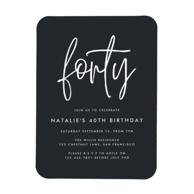 Magnet Flexible Moderne 40e anniversaire simple design photo de sc (Vertical)