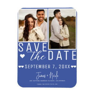 Magnet Flexible Moderne Bleu Moyen Enregistrer la Date 2 Photos de