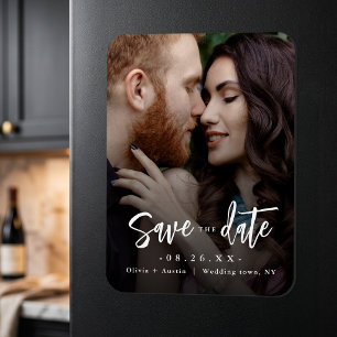 Magnet Flexible Moderne Chic Script Minimaliste Économisez La Date