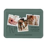 Moderne Collage de Naissance en Zigzag Vert Sauge 