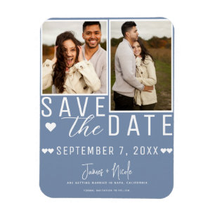 Magnet Flexible Moderne Dusty Blue Enregistrer la date 2 Mariage p