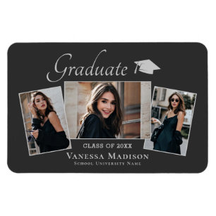 Magnet Flexible Moderne   Elegant 3 Photo Grad Faire-part