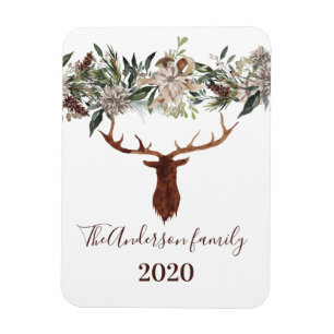 Magnet Flexible Moderne feuillage fleuri rustique vacances de cerf